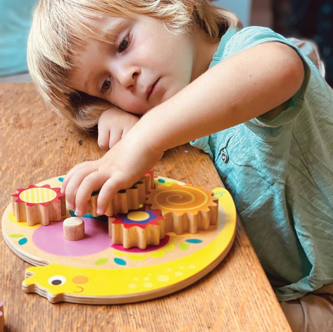 Melcul didactic jucarie din lemn educativa, 7 piese