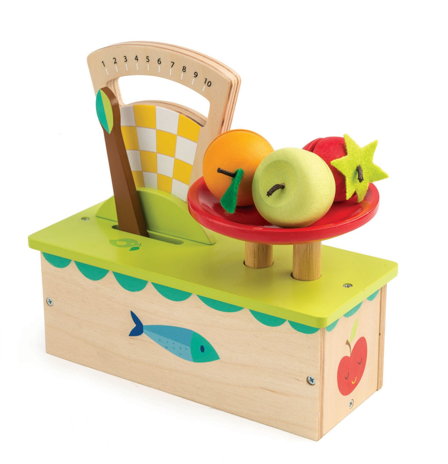 Set jucarii din lemn Cantar functional, 4 piese